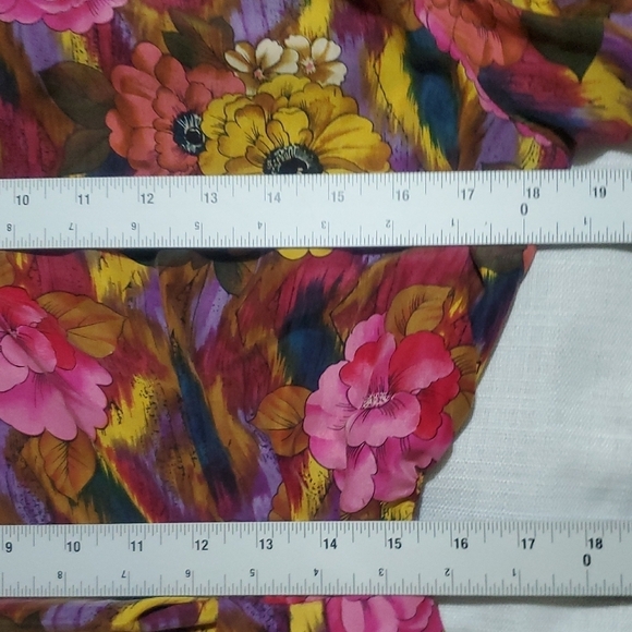 Vintage 80s Pat Argenti 100%Silk Dress 12 Pink Floral Long Sleeve Sheath Y2K - Picture 14 of 15